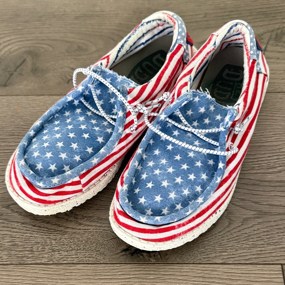 Hey Dude Kids Americana Stars & Stripes Canvas Shoes - Red, White, Blue